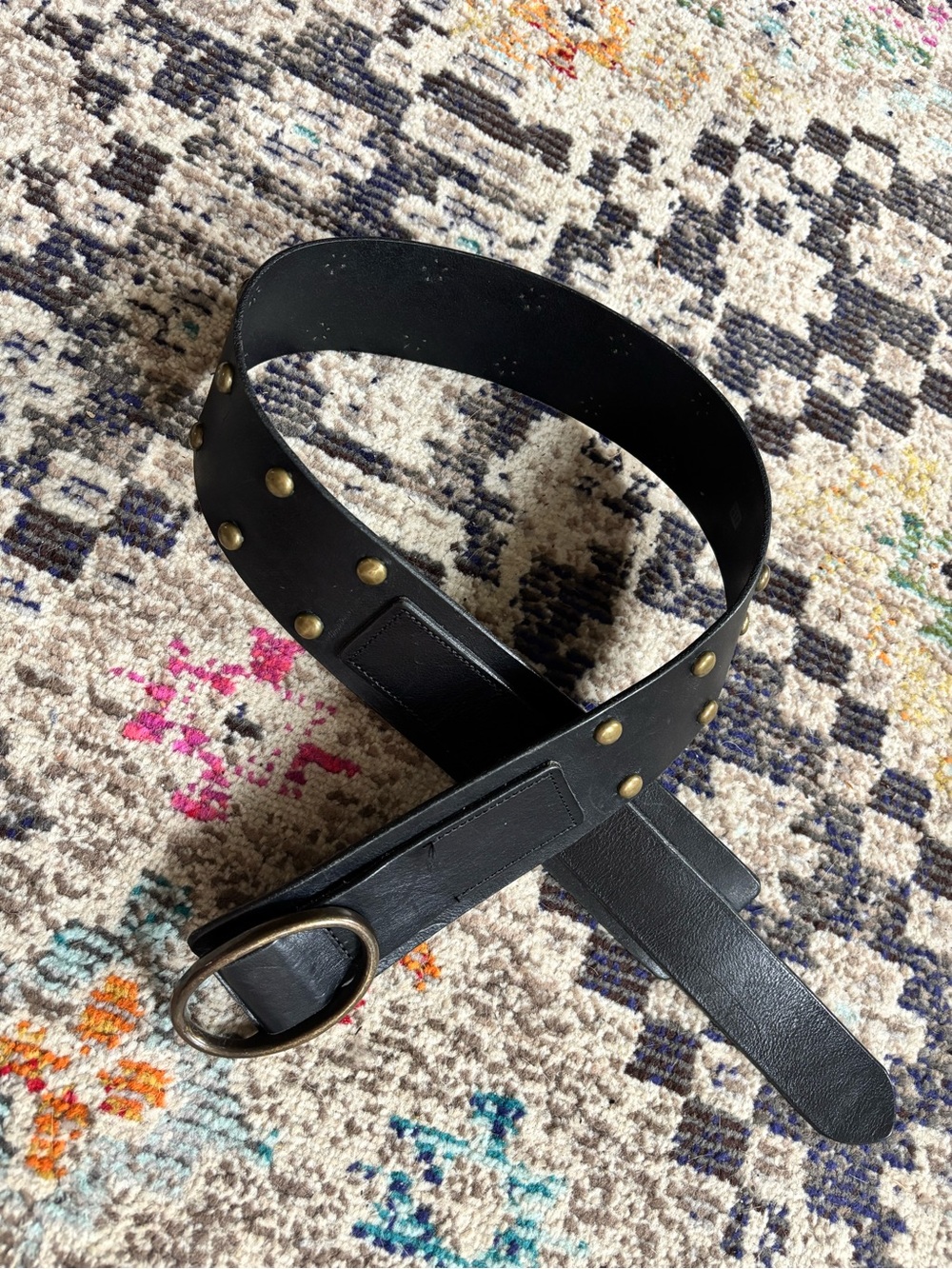 Gap black leather studded belt- size S